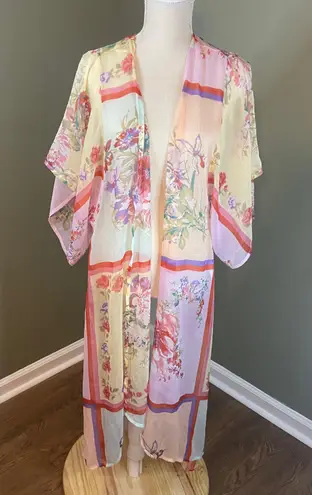 Band of Gypsies Yellow Pink Floral Kimono Cardigan