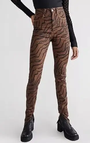 We Wore What NEW Tiger Stripe Piped Stiletto Slit The Icon Jeans, 29