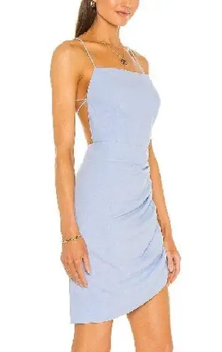Bardot NWT Cindy dreamer dress strappy top gathered side mini dress blue small 6