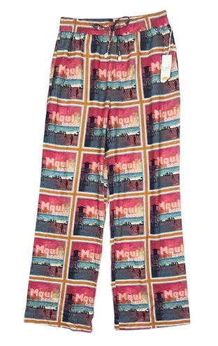C&C California NWT Maui Beach Tropical Print Linen Blend Pants Size Small