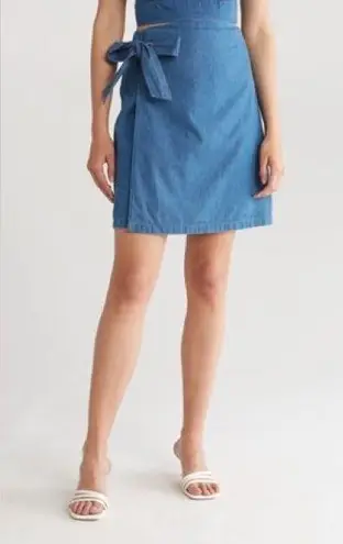 NWT Area Stars Ronnie Wrap Blue Chambray Skirt XS 0