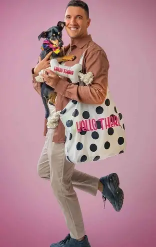 Tabitha Brown Hello There Polka Dot Reusable Packable Tote Bag White