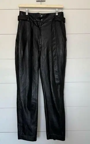 Babaton Aritzia Women’s 6 Black Faux Vegan Leather Soft Pants Career Belted