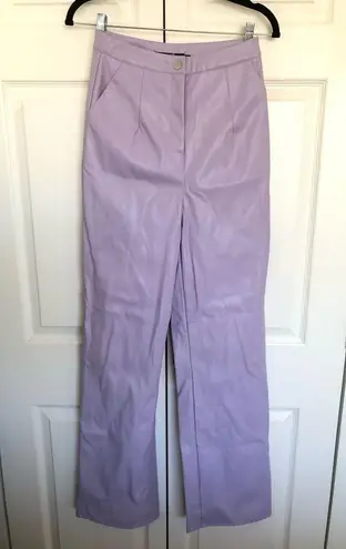 Missguided NWT Lilac Purple Tall Vegan Leather Straight Leg Pants Size US 6