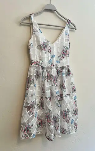 Maeve Anthropologie by: Peony Floral Organza Garden Dress in White Size: 2 (XS)