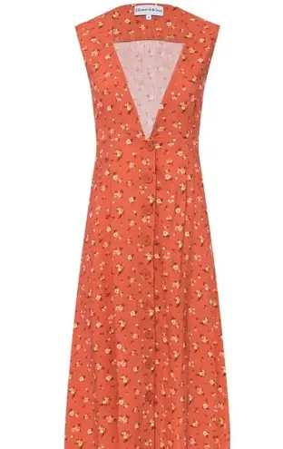 Ellsworth & Ivey Lucy Dress Coral Floral Linen Size M