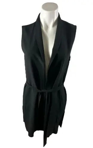 Eileen Fisher  Long Line Georgette Silk Crepe High Collar Vest