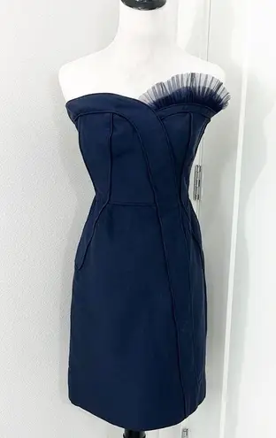 Marc by Marc Jacobs XS Navy Blue Kitty Silk Strapless Tulle Mini Dress