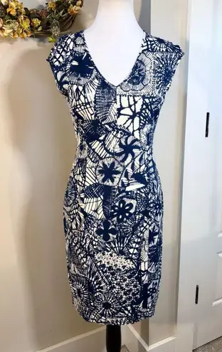 Tory Burch  Blue Baltic Sea Dream Catcher Print Cap Sleeve V Neck Womens XS🧡 - Image 3