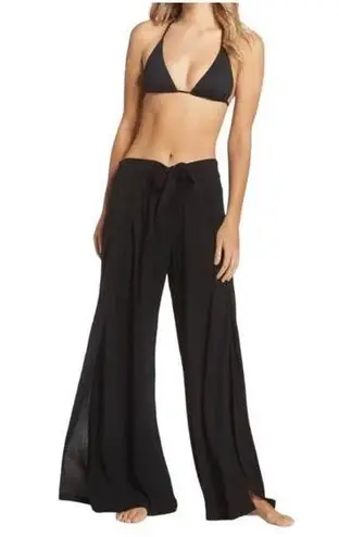 BECCA by Rebecca virtue BECCA Modern Muse Flyaway Wide Leg Side Slit Tie Waist Pants Swim Cover-up SZ S