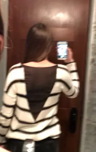 vintage savannah Striped Sweater W Sheer Back Cutout