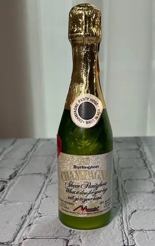 Burlington Champagne Bottle Novelty Sheer Pantyhose Black Medium 115lbs