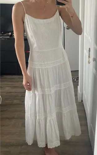 Jessica Howard Vintage White Eyelet Floral Spaghetti Strap Corset Dress, 10