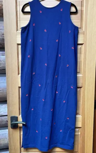 Quacker Factory Women's Embroidered Anchors Navy Blue Nautical Tank Dress Medium