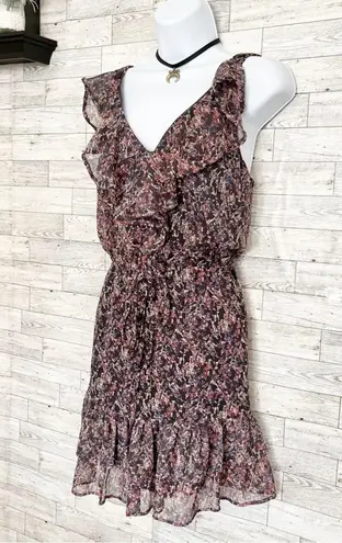 MYTH NYC Sleeveless Ruffle Mini Dress, M Gray Size M