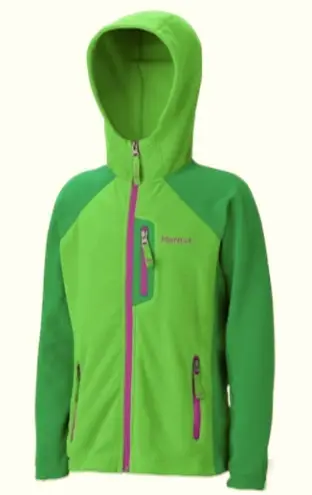 Marmot Full Zip Hooded Polartech Fleece Women’s Size Medium Green & Purple