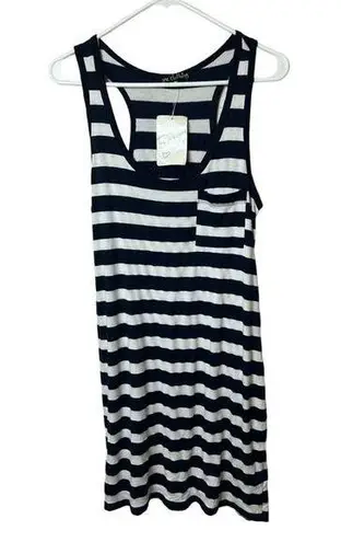One Clothing Women's Sleeveless Racerback Striped Front Pocket Navy Stripe Dress Blue Size M