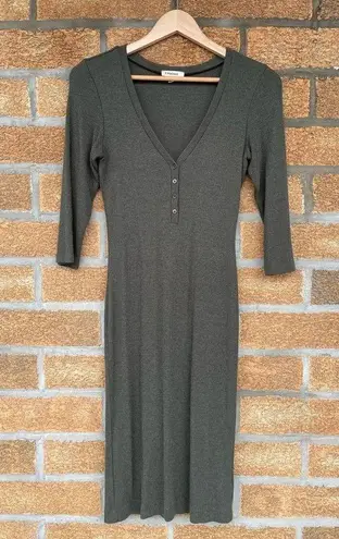 L'Agence Aurora Heathered Olive Henley Dress