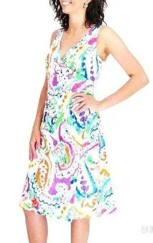 Ralph Lauren  Paisley Print Midi Dress Faux Wrap Sleeveless V-Neck Size 6 New