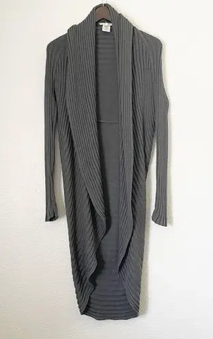 LA Made  Gray Open Waterfall Ribbed Cardigan Wrap XS