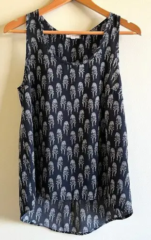 Pleione Black White Cat Novelty Print Tank Top Made in USA Womens Sz S High Low