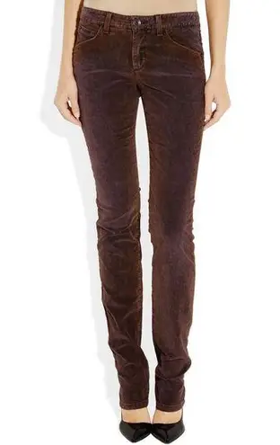 New NWT $295 Theyskens Theory Corduroy Pants Womens 24 Skinny Soft Purple Brown