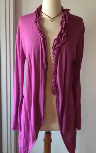 Adrienne Vittadini Purple Ruffled Cardigan