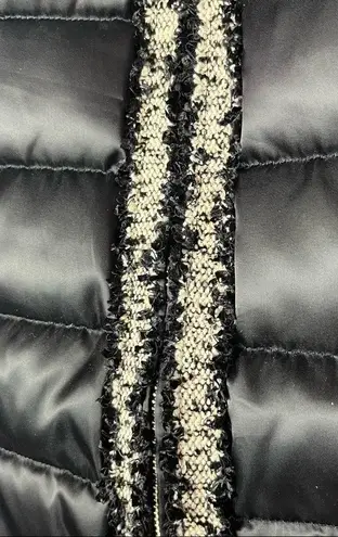 Karl Lagerfeld Black Down Tweed Trim Puffer Vest L