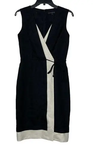 David Meister  Womens Sleeveless Dress Size 2 Black Cream Lined USA Made