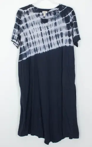 LOGO By Lori Goldstein LOGO Lori Goldstein Womens Tie Dye Midi Dress Pockets Gray Size M Lagenlook