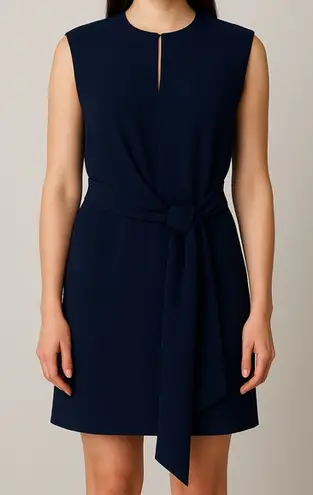 Tibi Navy Sleeveless Tie Front Mini Dress Size 2 Keyhole Neck