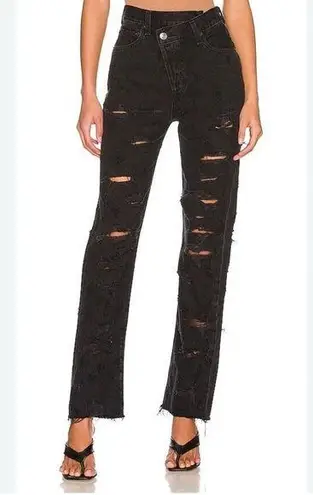 AGOLDE  Criss Cross Straight Jeans Feverish Distressed black in color 27 NWT - Image 1