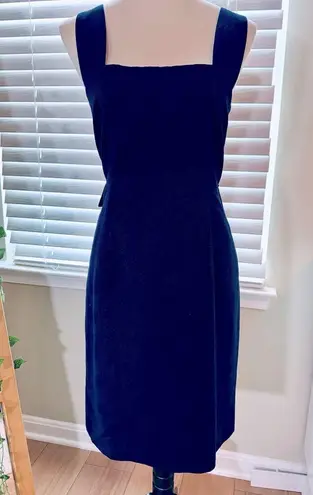 Akris Navy Blue Square-neck Sheath Dress Wool & Silk Blend Size 8
