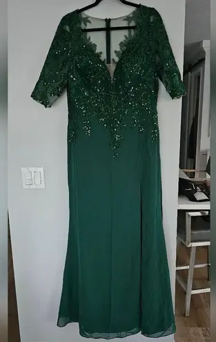 JJ's House Sheath/Column V-Neck Floor-Length Lace Chiffon Evening Dress With Sequin…