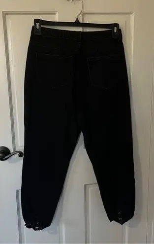 Missguided  petite black distressed mom jeans