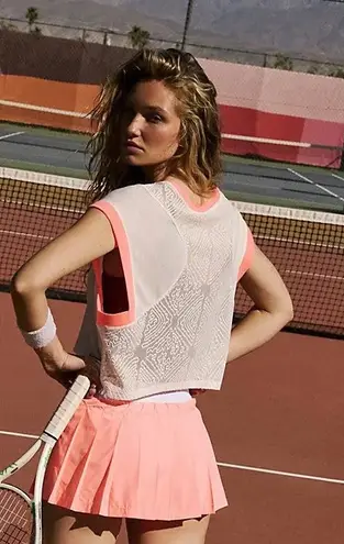 Free People Movement NWT Good Sport Tee White with Neon trim MSRP $68