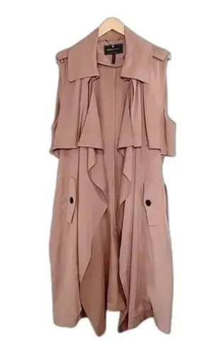 BCBGMAXAZRIA  Brielle Sleeveless Belted Trench Coat Mocha Beige Womens Size Large