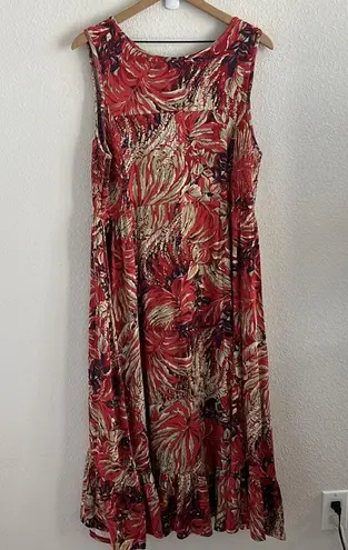 Christopher & Banks Floral Soft Stretchy Dress Smocked Sides Aloha Paradise L