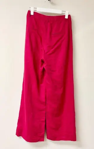 Cami NYC Rylie Linen Blend High Waisted Wide Leg Trouser Raspberry Womens Size S