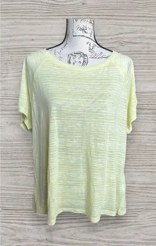 Seven7 Women’s Large Burnout Striped Tee Luminary Green