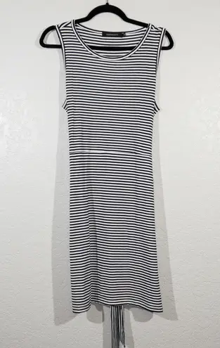 Merokeety Navy & White Striped Tie Waist Dress Size Medium
