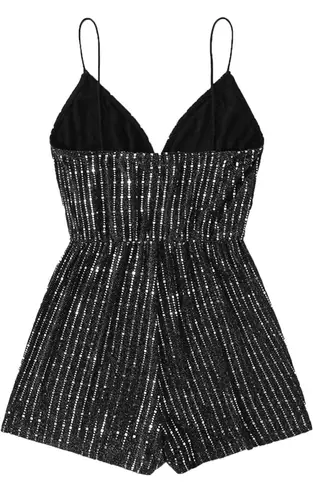 Black And Silver Sequin Romper Size M