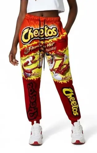 Cheetos Flamin' Hot Graphic Print Jogger Pants Unisex XS Red Retro Streetwear