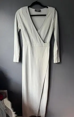 Kittenish Small Gray Long Sleeve Wrap Maxi Dress