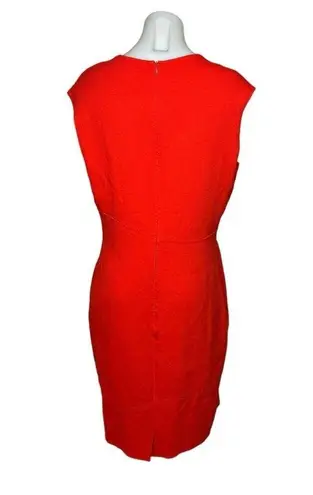Raoul Orange Red Sleeveless Square Neck Career Office Work Midi Sheath Dress 14