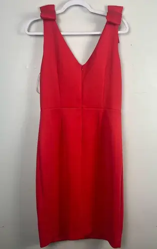 Eliza J NWT Stretch Zippered Slitted Bows At Shoulders Sleeveless midi dress 14