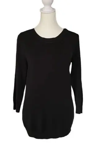 New York & Company Crewneck 3/4 Sleeve Pullover Sweater Black Size Medium