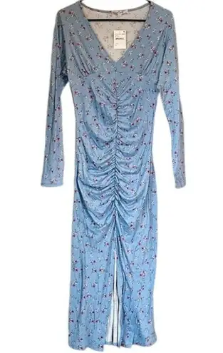 Velvet Torch NWT Blue Floral Long Sleeve Bodycon Maxi Dress - Size: Large
