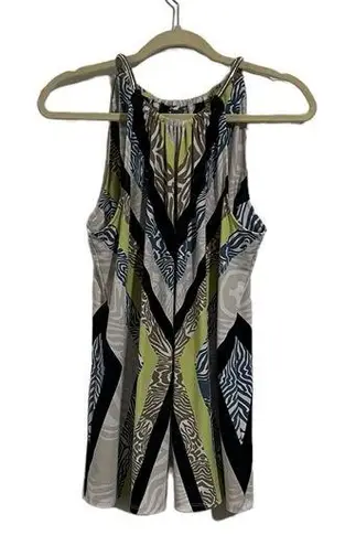 Alfani women’s multi color geometric tank with silver metal strap loose top Lg