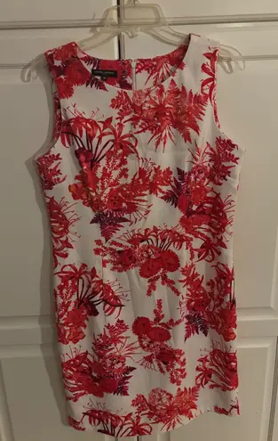 Mario Serrani Women's Sheath Dress Red Floral Print Sleeveless Size 12